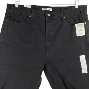 Signature Gold Levi Strauss Women Stretch Black Jeans 18 Distressed Straight NWT